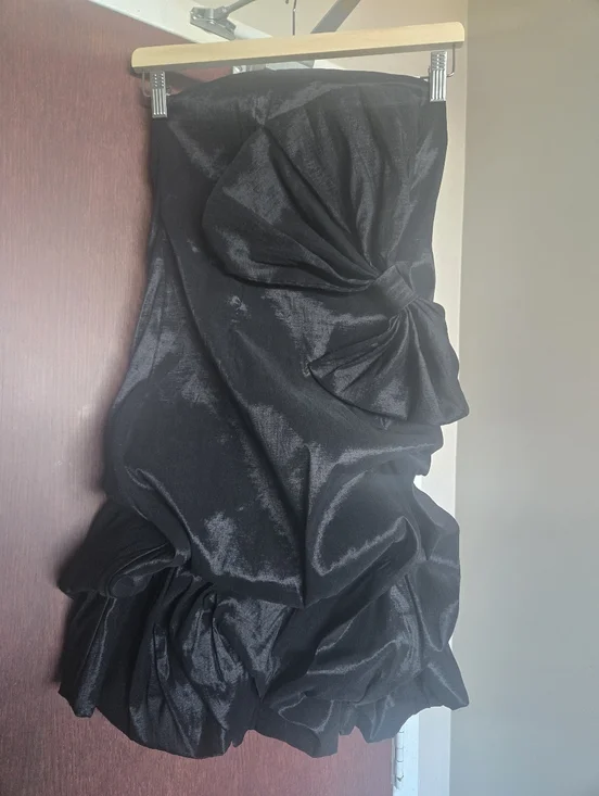 Daisy Strapless Black Taffeta Cocktail Dress with Side Bow Size S - Picture 7 of 8